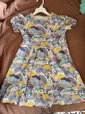 Mini Boden Multicolor Casual Dress, Cloud Rainbow Sailboat pattern